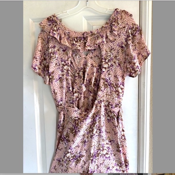 BY TiMo Ruffle Trimmed, Midi-Style Wrap Dress w/ Open Back in Pink NWOT/sz L - Picture 8 of 16